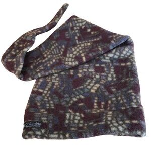 Vintage Columbia Fleece, Elf Long Cap, Abstract Mosaic, Purple/Blue/Cream, S/M